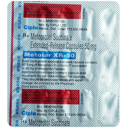 metolar xr 50mg capsule 15's